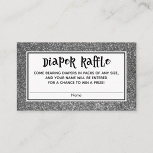 Silver Glitter Baby shower Luier Raffle Kaarten