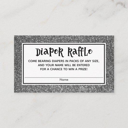 Silver Glitter Baby shower Luier Raffle Kaarten (Voorkant)