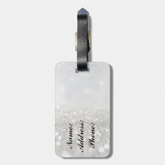 Silver Glitter Bagagelabel (Achterkant verticaal)