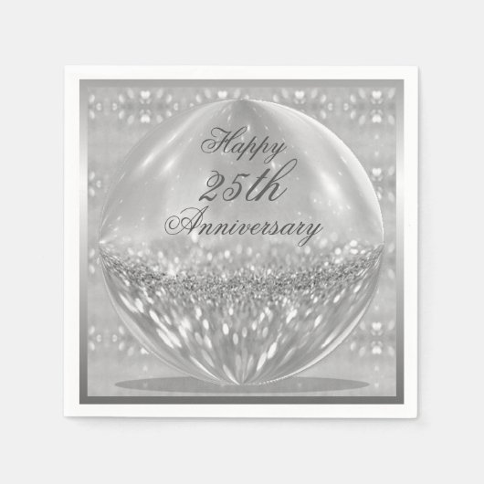Silver Glitter Ball Napkins Servet (Voorkant)
