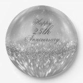 Silver Glitter Ball Paper-Borden Papieren Bordje (Voorkant)