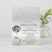 Silver Glitter, ballonnen, High Hiel Retirement Pa Kaart (Staand voorkant)