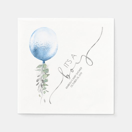 Silver Glitter Balloon Garland Elegant Baby shower Servet (Voorkant)