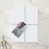 Silver Glitter & Balloons Paris Eiffel Tower Party Cadeaulabel (Met Touw)