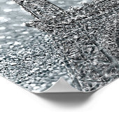 Silver Glitter & Balloons Paris Eiffel Tower Party Poster (Hoek)