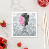 Silver Glitter & Balloons Paris Eiffel Tower Party Servet (Insitu)