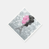 Silver Glitter & Balloons Paris Eiffel Tower Party Servet (Hoek)