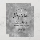 Silver Glitter Baptism Budget Invitations (Voorkant / Achterkant)
