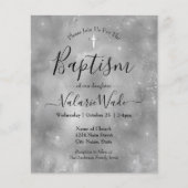 Silver Glitter Baptism Budget Invitations (Voorkant)