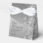 Silver Glitter Bat Mitzvah Bedankdoosjes (Voorkant Zijde)