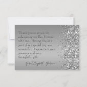 Silver Glitter Bat Mitzvah Bedankkaart (Achterkant)