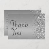 Silver Glitter Bat Mitzvah Bedankkaart (Voorkant / Achterkant)