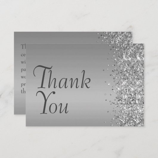 Silver Glitter Bat Mitzvah Bedankkaart (Voorkant / Achterkant)