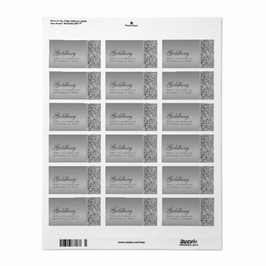 Silver Glitter Bat Mitzvah Etiket (Full Sheet)