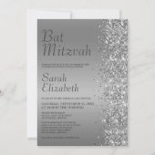 Silver Glitter Bat Mitzvah Kaart (Voorkant)