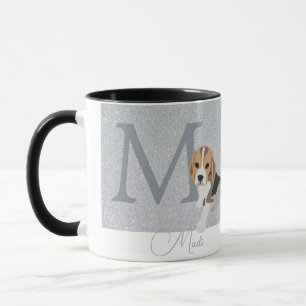 Silver Glitter Beagle Hondenliefhebber Aangepast m Mok