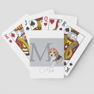 Silver Glitter Beagle Hondenliefhebbers Persoonlij Pokerkaarten