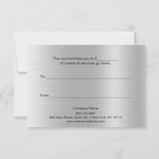 Silver Glitter Beauty Salon cadeaubon (Achterkant)