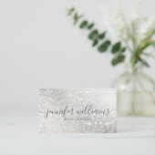 Silver Glitter Beauty Stylist Modern Calligrafie Visitekaartje (Staand voorkant)