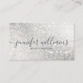 Silver Glitter Beauty Stylist Modern Calligrafie Visitekaartje (Voorkant)