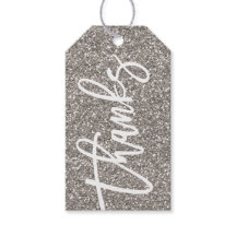 Silver Glitter Bedankt cadeau label douchegunst