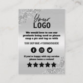 Silver Glitter Bedankt Korting Kaart invoegen Visitekaartje (Achterkant)