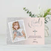 Silver glitter bedankt voor je eerste communiquair (Staand voorkant)