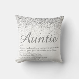 Silver Glitter Best Ever Auntie tante Definition Kussen