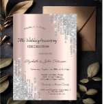 Silver Glitter bestuurt Roos Gold Wedding Jubileum Kaart<br><div class="desc">Een modern,  chic en glamoureus met zilveren glitter druppelt op een gouden achtergrond van het roos.</div>