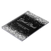 Silver Glitter Black 21st Birthday Guestbook Notitieboek (Linkerzijde)