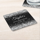 Silver Glitter Black 40th Birthday Kartonnen Onderzetters (Schuin)