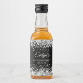 Silver Glitter Black 40th Birthday Likeurfles Etiket (Voorkant)