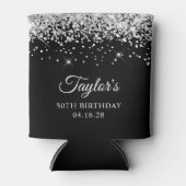 Silver Glitter Black 50th Birthday Blikjeskoeler (Voorkant)