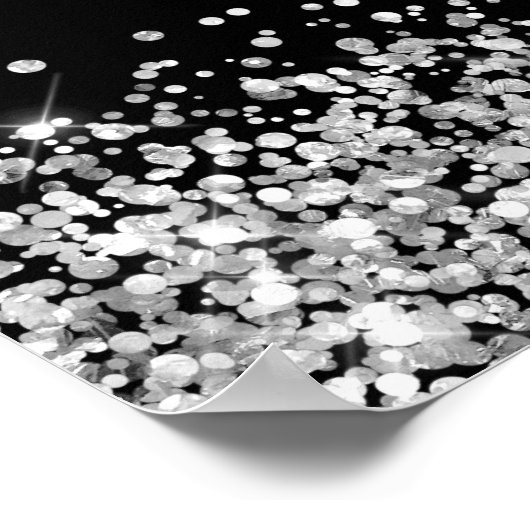 Silver Glitter Black 50th Birthday Welkom Poster (Hoek)