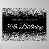 Silver Glitter Black 50th Birthday Welkom Poster (Voorkant)