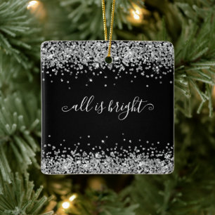 Silver Glitter Black All is helder Name Year Keramisch Ornament