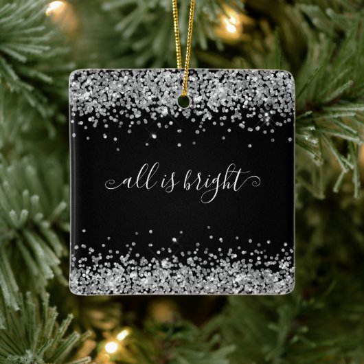Silver Glitter Black All is helder Name Year Keramisch Ornament (Boom)