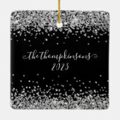 Silver Glitter Black All is helder Name Year Keramisch Ornament (Achterkant)