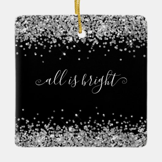 Silver Glitter Black All is helder Name Year Keramisch Ornament (Voorkant)