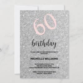 Silver Glitter Black Blush Kalligrafie Verjaardag Kaart