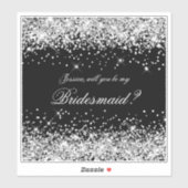 Silver Glitter Black Bridesmaid-voorstel Gift Box Sticker (Vel)