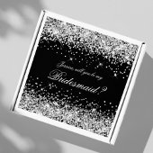 Silver Glitter Black Bridesmaid-voorstel Gift Box Sticker
