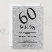 Silver Glitter Black Calligraphy Verjaardag Kaart (Voorkant)