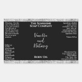 Silver Glitter & Black Cosmetics Flesetiket Rechthoekige Sticker (Voorkant)