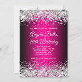 Silver Glitter Black en Hot Pink 40e verjaardag Kaart (Voorkant)