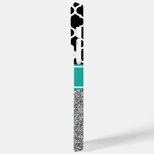 Silver Glitter Black en White Trellis Monogram Case-Mate iPhone Case (Achterkant / Links)