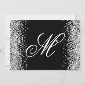 Silver Glitter Black Fancy Monogram 21ste verjaard Kaart (Achterkant)