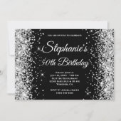 Silver Glitter Black Fancy Monogram Kaart (Voorkant)