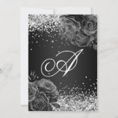Silver Glitter Black Floral Glam Sweet Sixteen Kaart (Achterkant)