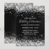 Silver Glitter Black Folie Birthday Celebration Kaart (Voorkant / Achterkant)